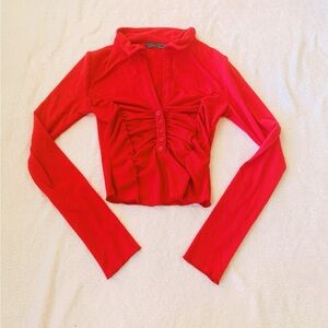 Urban Outfitters Scarlet Ruched Button-Up Blouse